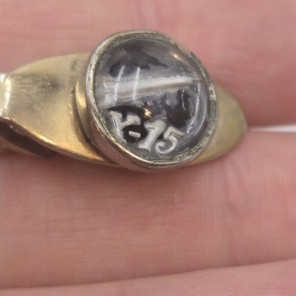 Vintage Rare X-15 Airplane Intaglio Glass Carved Gold Tone Tie Clip Plane - Picture 2 of 4